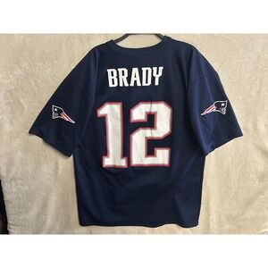 Tom Brady #12 New England Patriots Navy NFL Team Apparel Jersey Shirt Size L